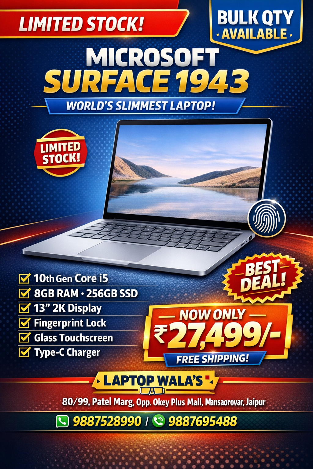 Microsoft Surface 1943 Slimest Laptop